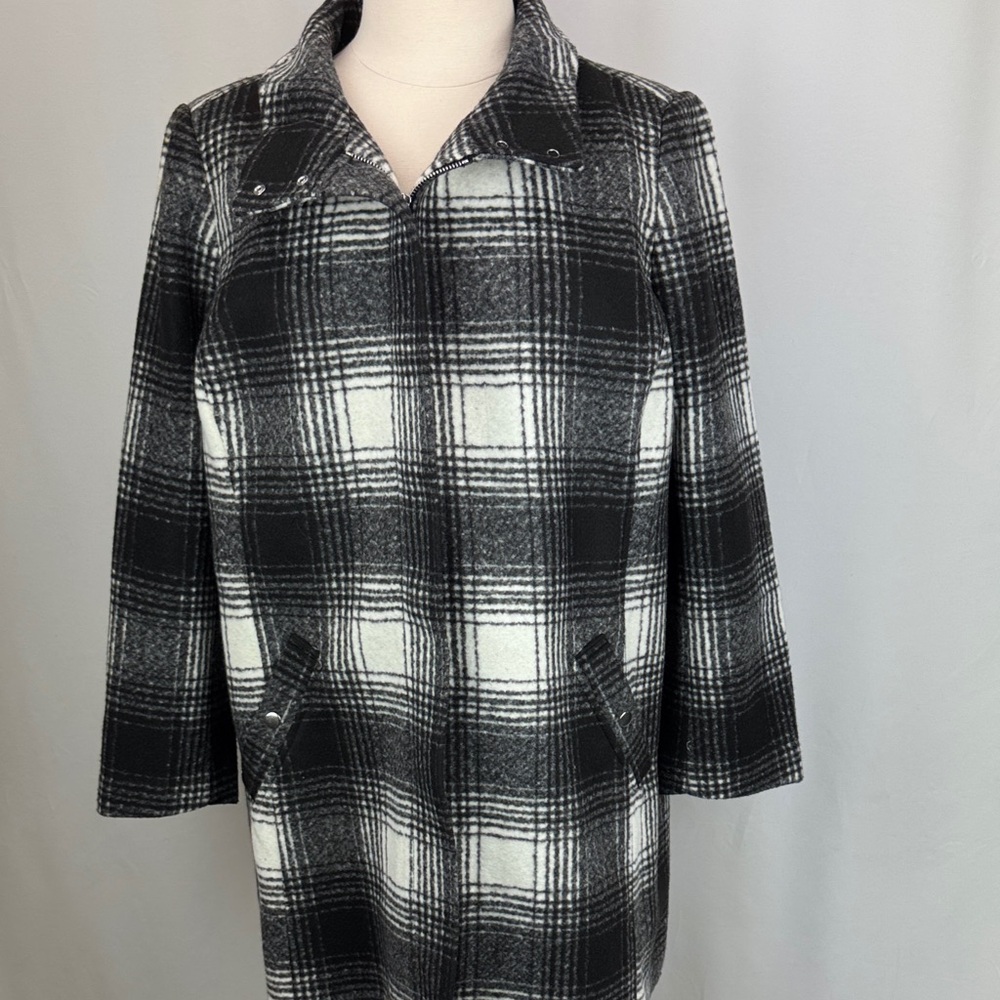 NWOT LOFT 18W black and white pea coat zipper style